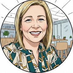 Illustrated portrait of Louise Barnett, Director at Comms Inc